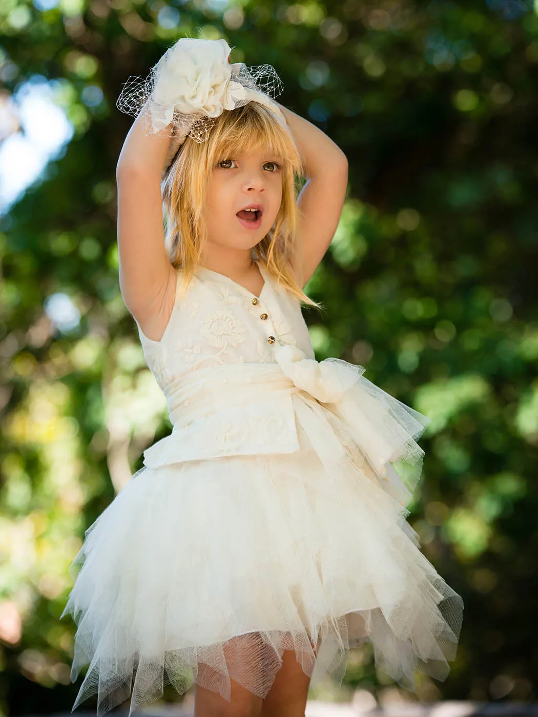 Baptism Dress with Swarovski crystal  - LAURA