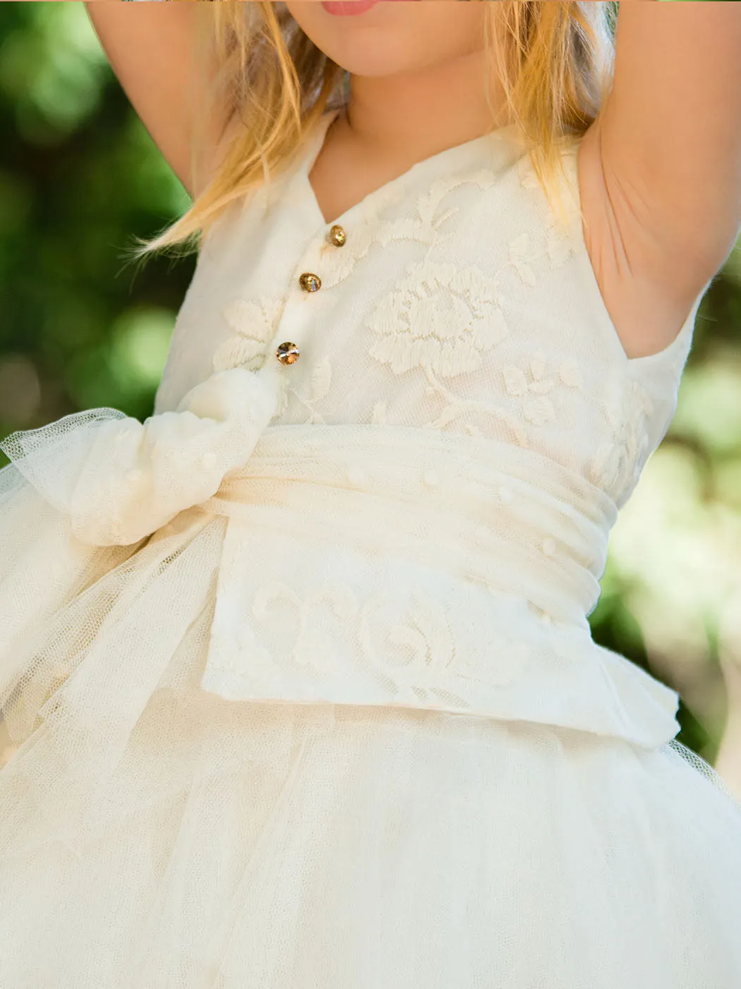 Baptism Dress with Swarovski crystal  - LAURA
