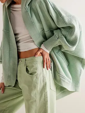 Blue Zone Planet |  Exposed Seam Open Front Batwing Sleeve Hooded Cardigan