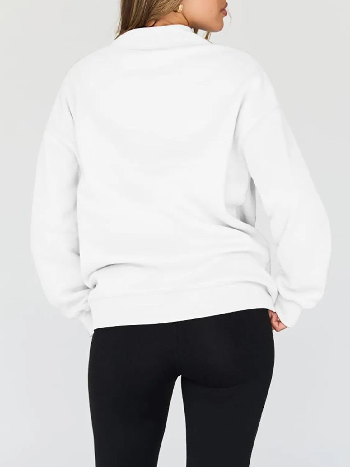 Blue Zone Planet |  Mock Neck Drop Shoulder Long Sleeve Sweatshirt