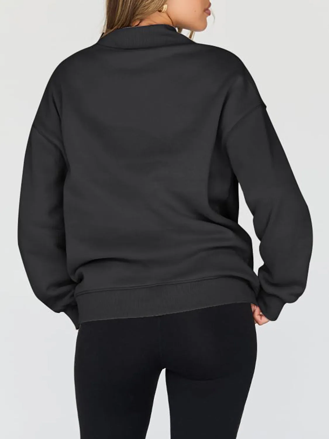 Blue Zone Planet |  Mock Neck Drop Shoulder Long Sleeve Sweatshirt