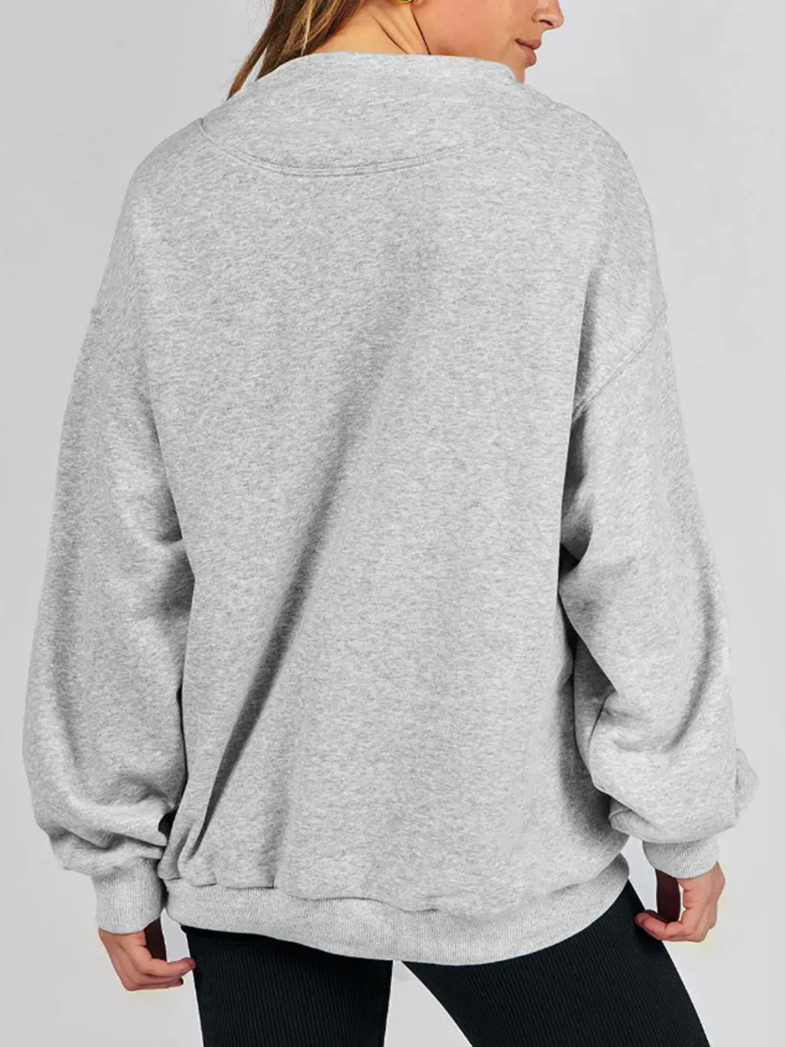 Blue Zone Planet |  Mock Neck Drop Shoulder Long Sleeve Sweatshirt