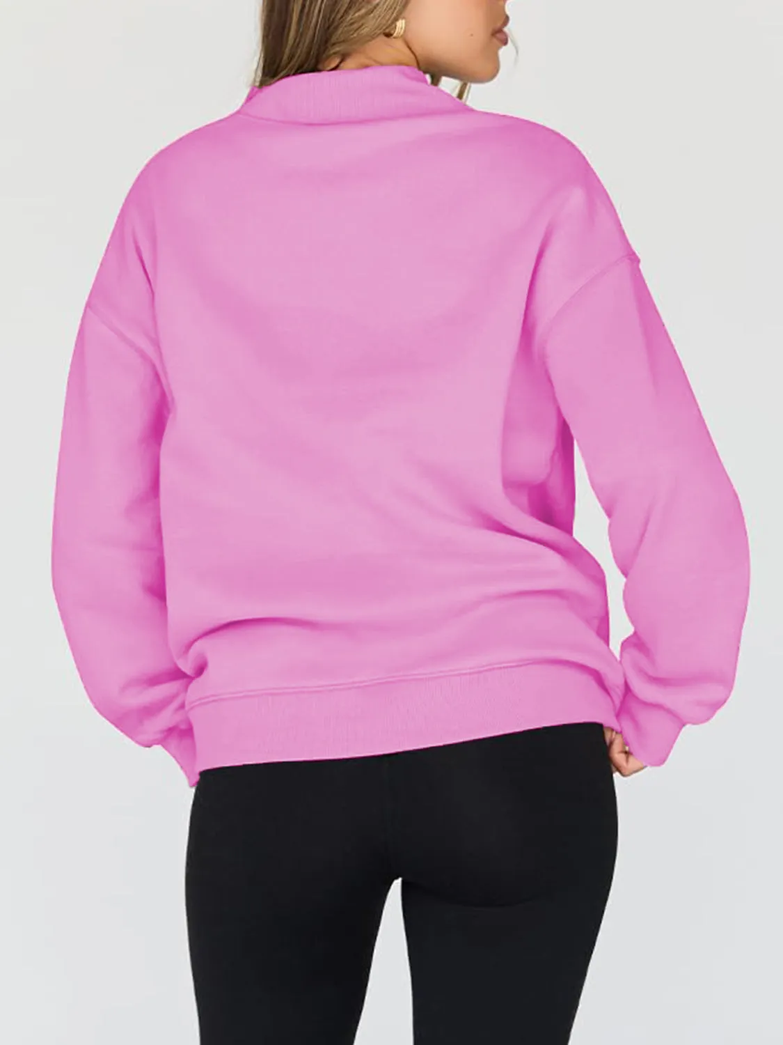 Blue Zone Planet |  Mock Neck Drop Shoulder Long Sleeve Sweatshirt