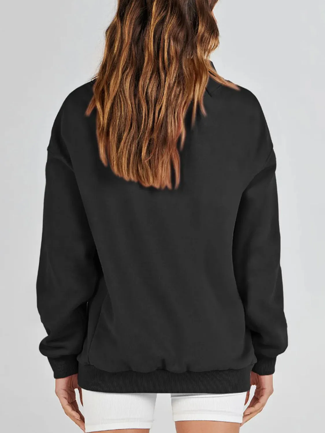 Blue Zone Planet |  Mock Neck Drop Shoulder Long Sleeve Sweatshirt