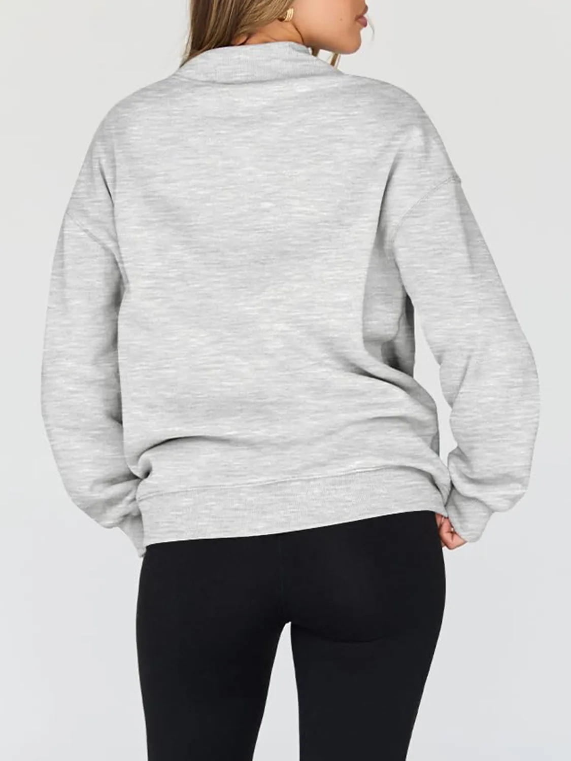 Blue Zone Planet |  Mock Neck Drop Shoulder Long Sleeve Sweatshirt