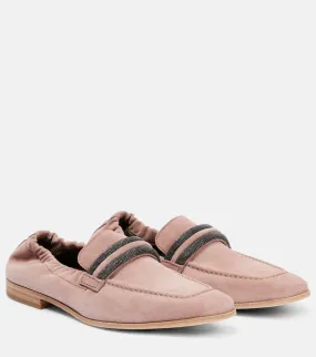 Brunello Cucinelli Embellished suede loafers