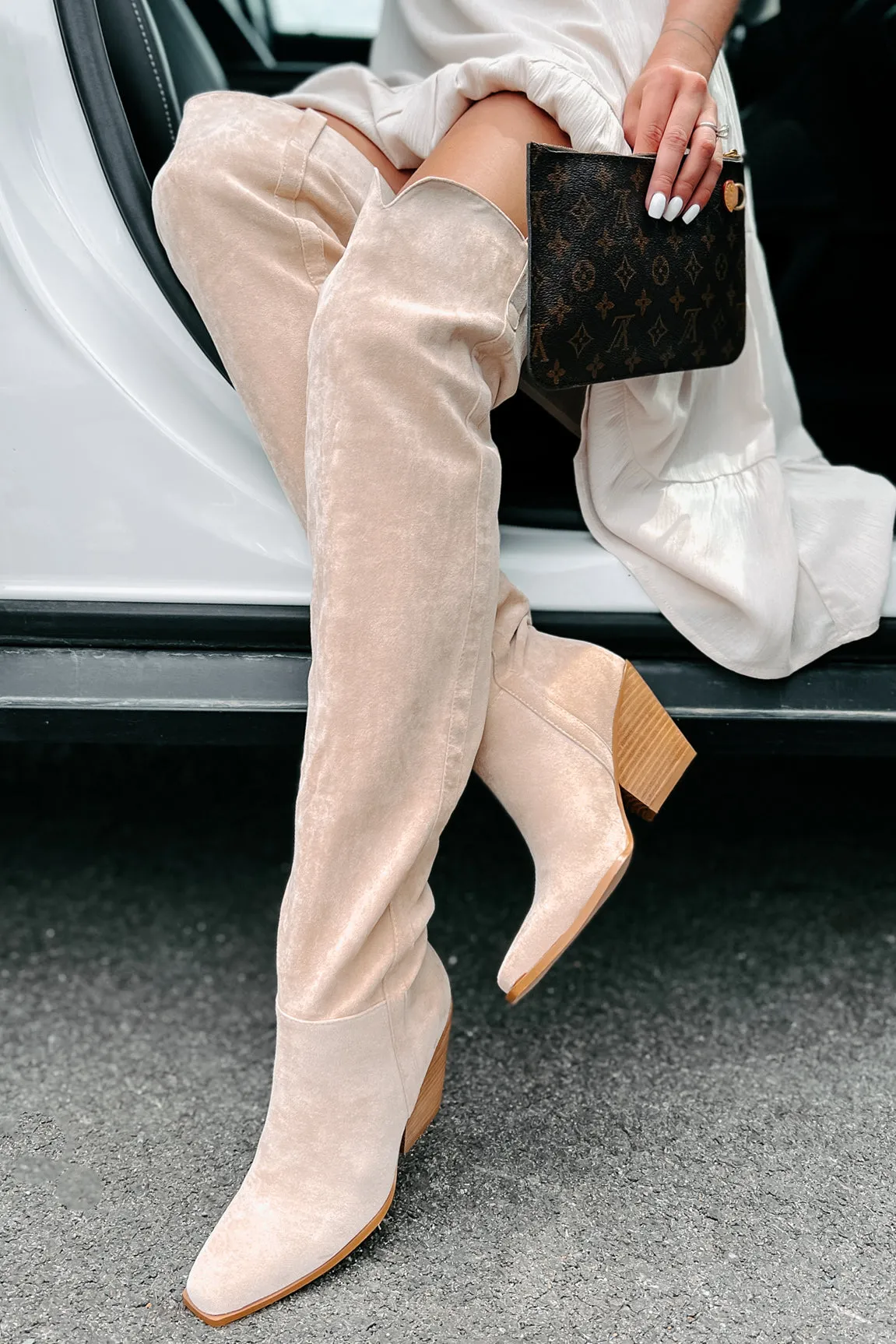Calahari Faux Suede Over The Knee Billini Boots (Sahara Suede)