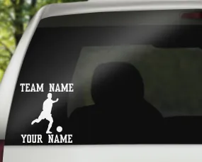 Custom Soccer Car Window Decal - Kicking