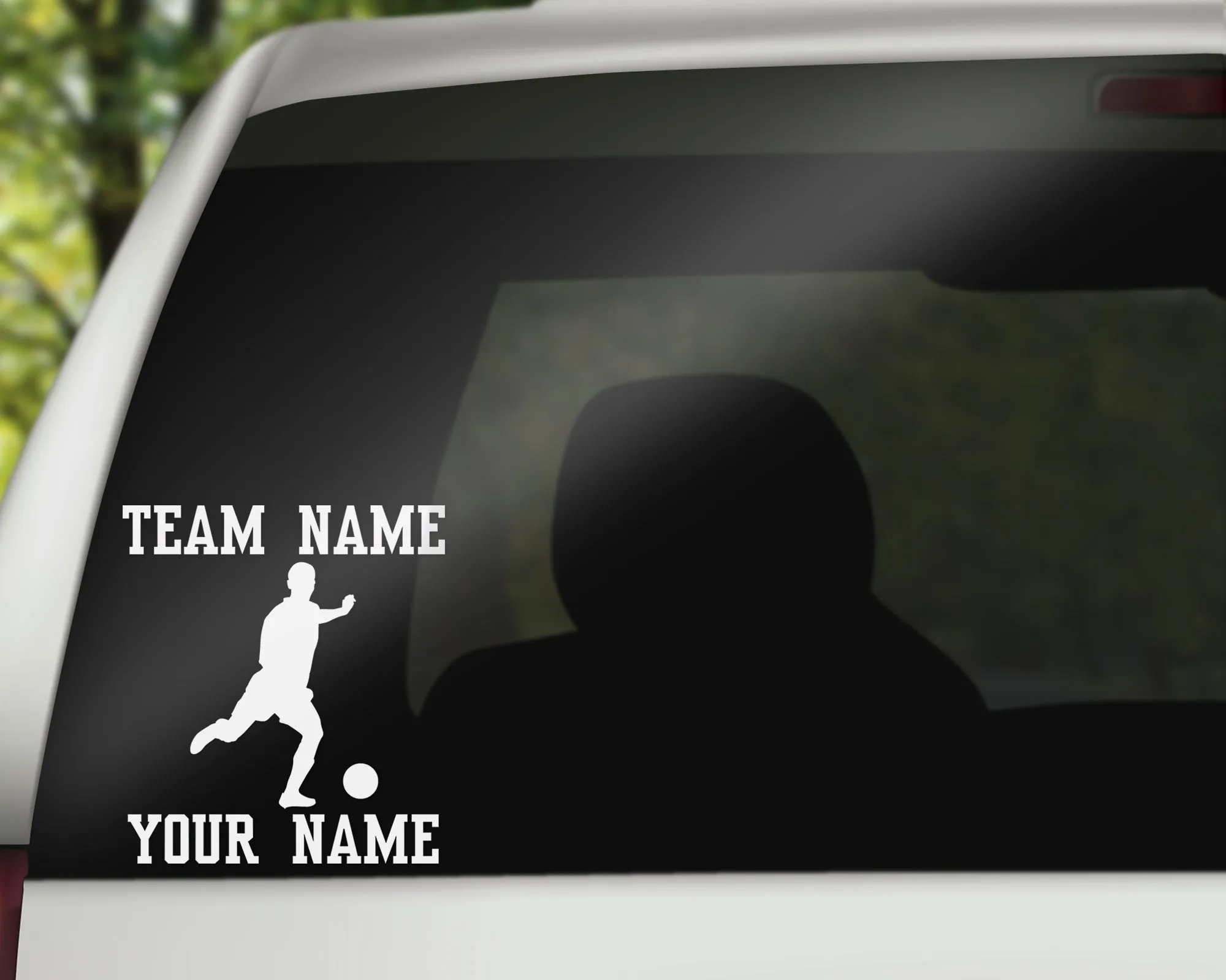 Custom Soccer Car Window Decal - Kicking