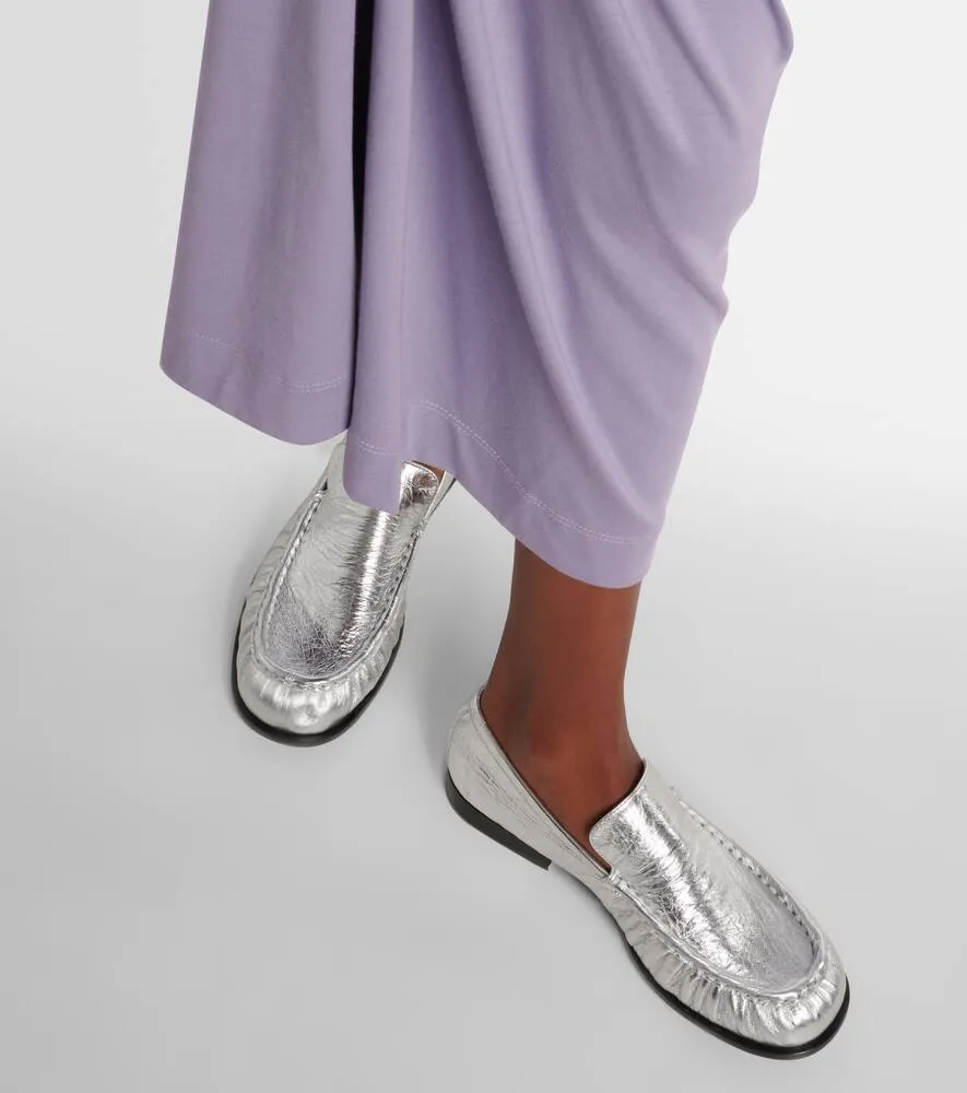 Dries Van Noten Metallic leather loafers