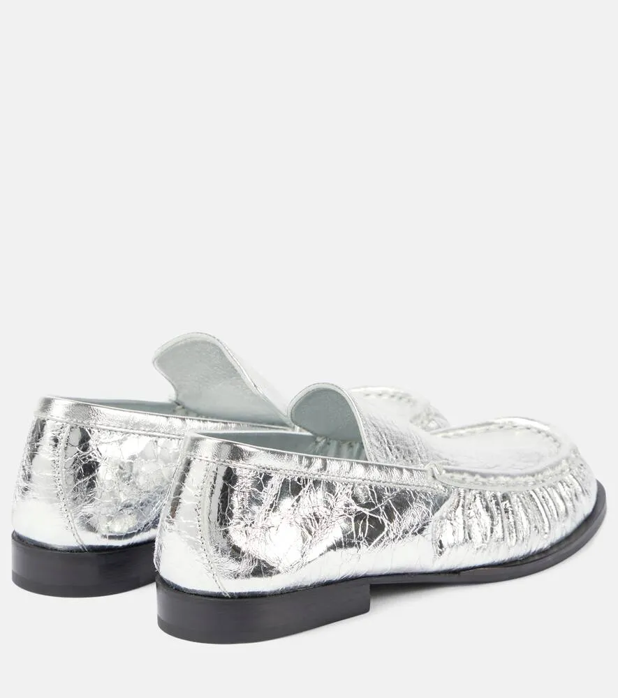 Dries Van Noten Metallic leather loafers