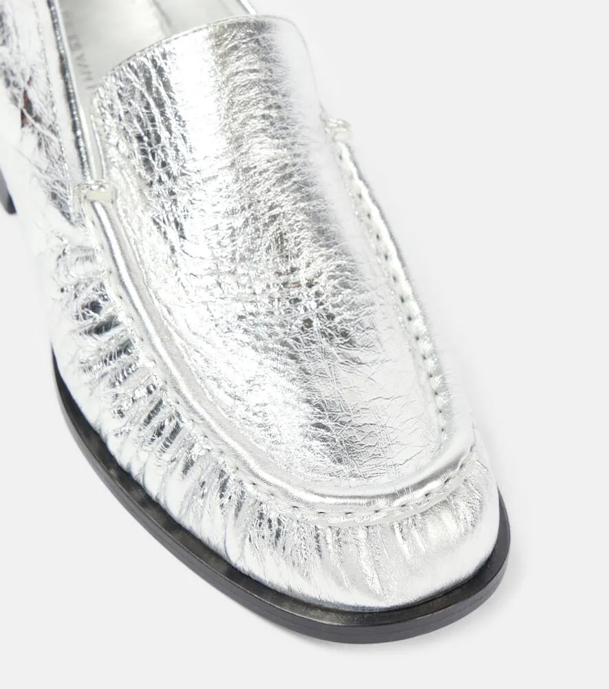 Dries Van Noten Metallic leather loafers