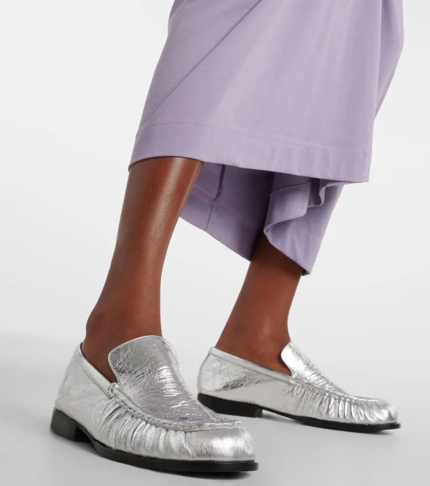 Dries Van Noten Metallic leather loafers