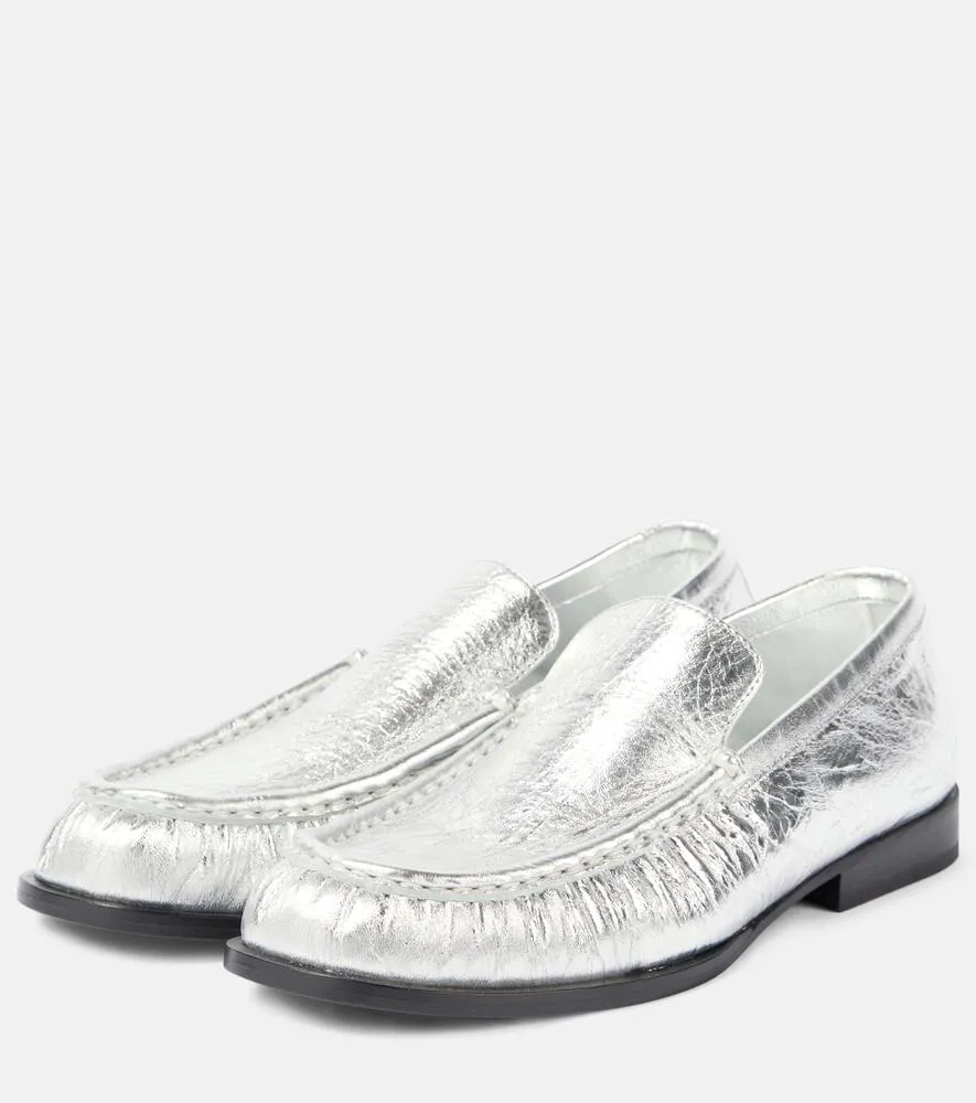 Dries Van Noten Metallic leather loafers