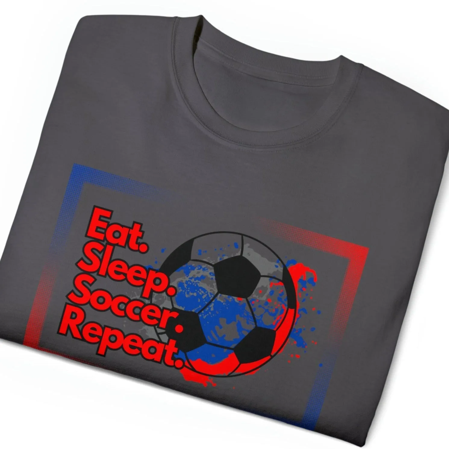 Eat Sleep Soccer Repeat Men's Tee - Soccer Ball Graphic T-Shirt for Enthusiasts