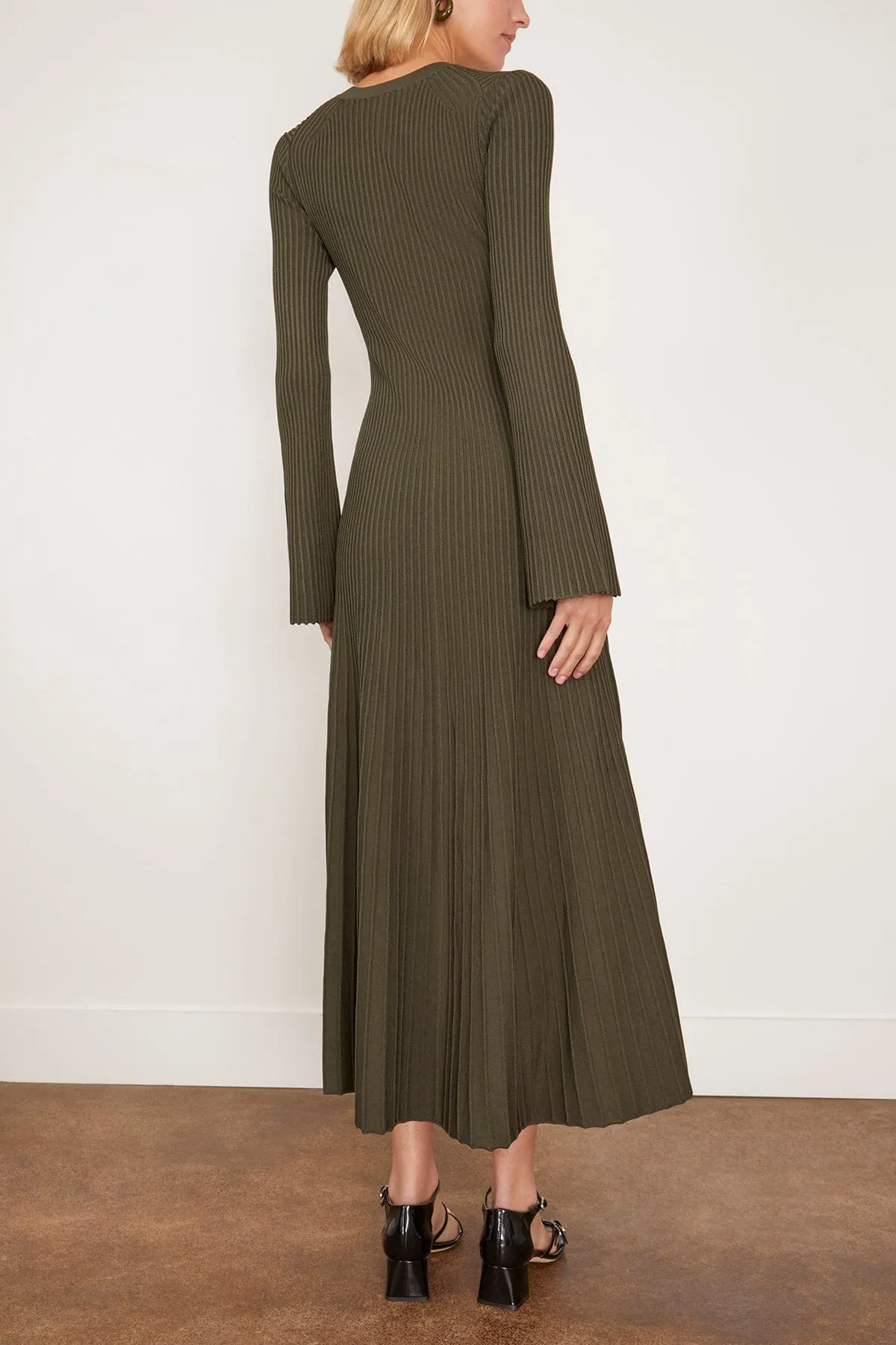 Genna Long Sleeve Midi Dress in Moss