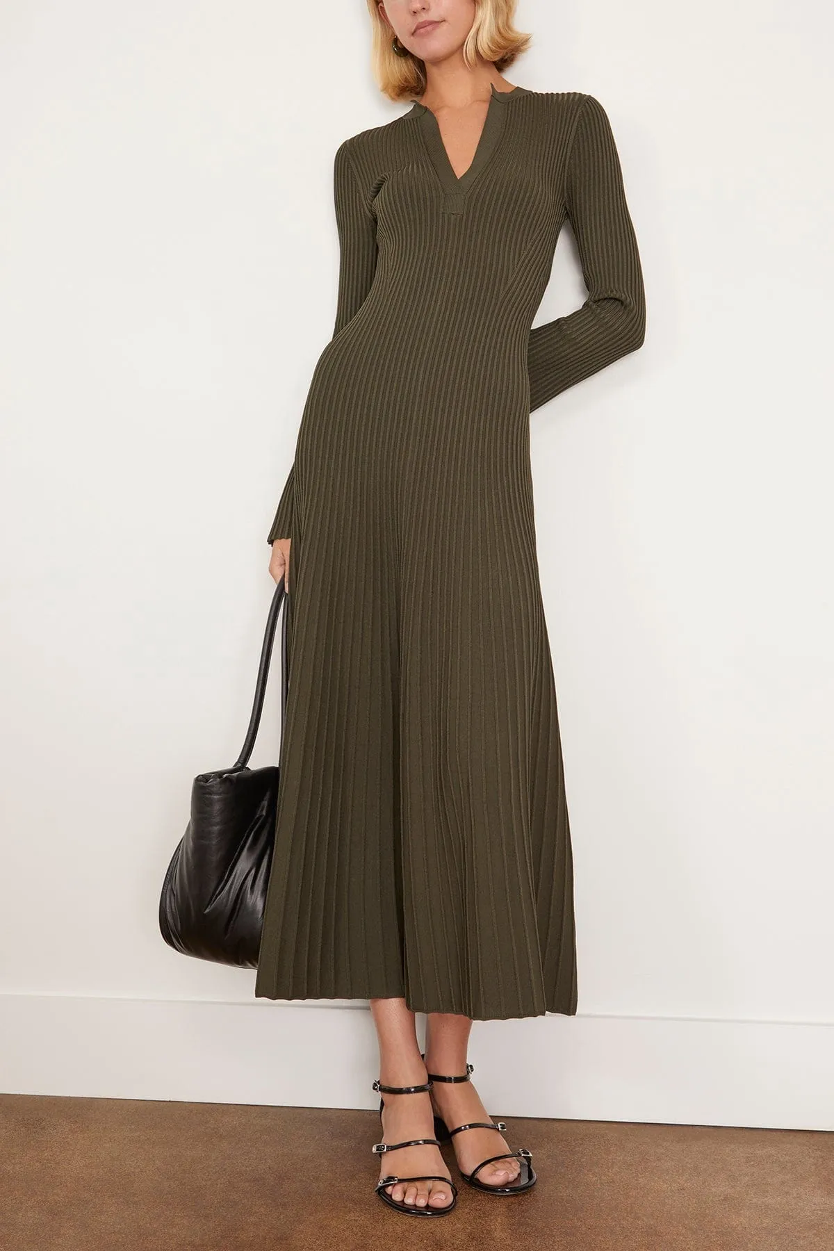 Genna Long Sleeve Midi Dress in Moss