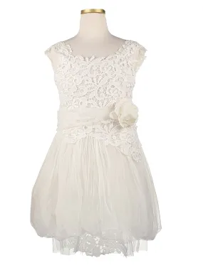 Girl's Lace Baloon dress - SANDRA off white