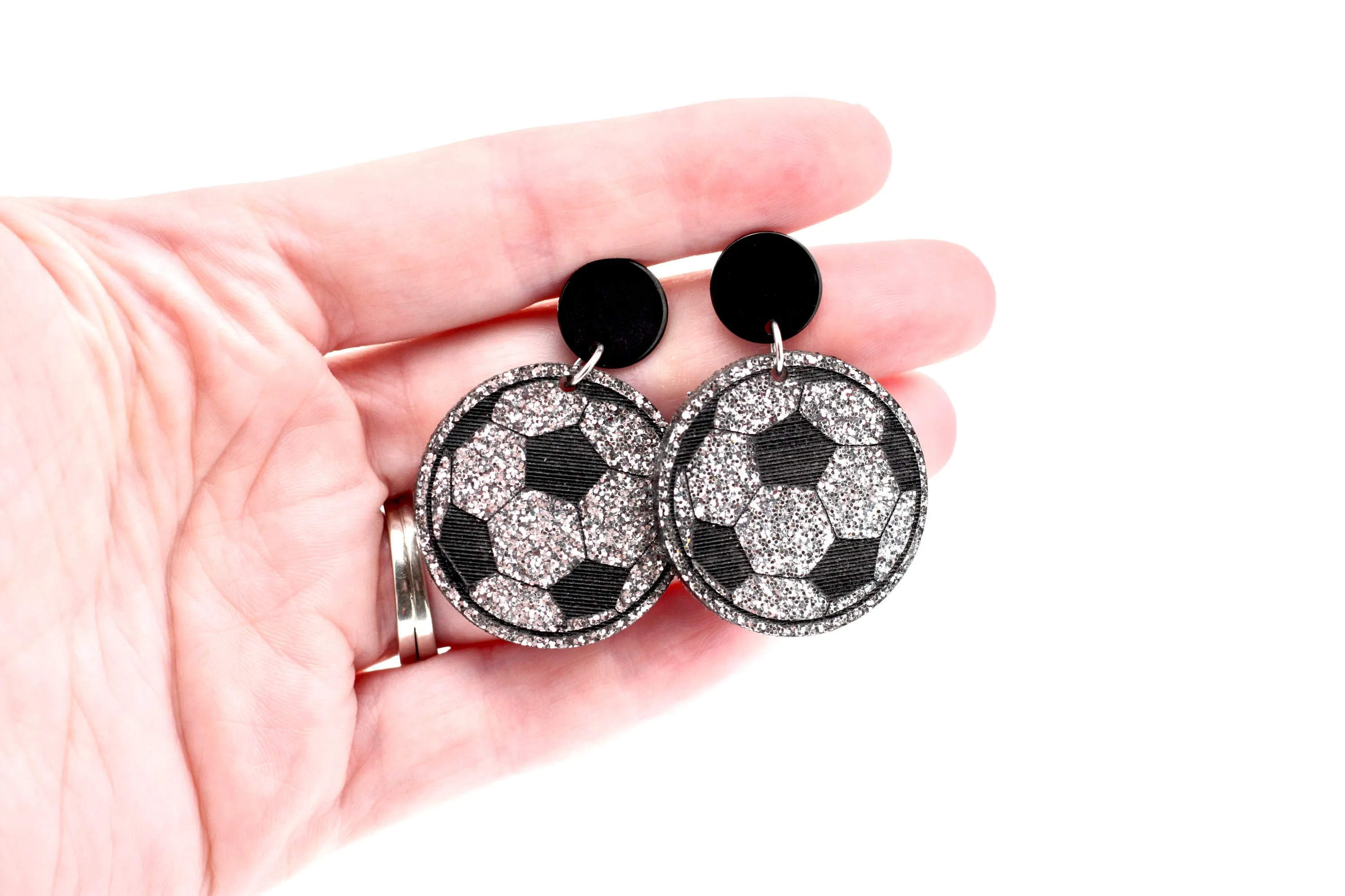 Glitter Soccer Dangles
