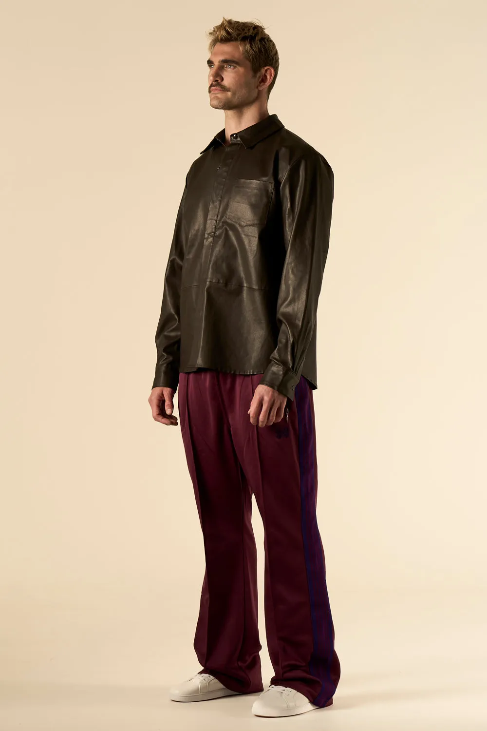Leather Shirt Chocolate Brown Man
