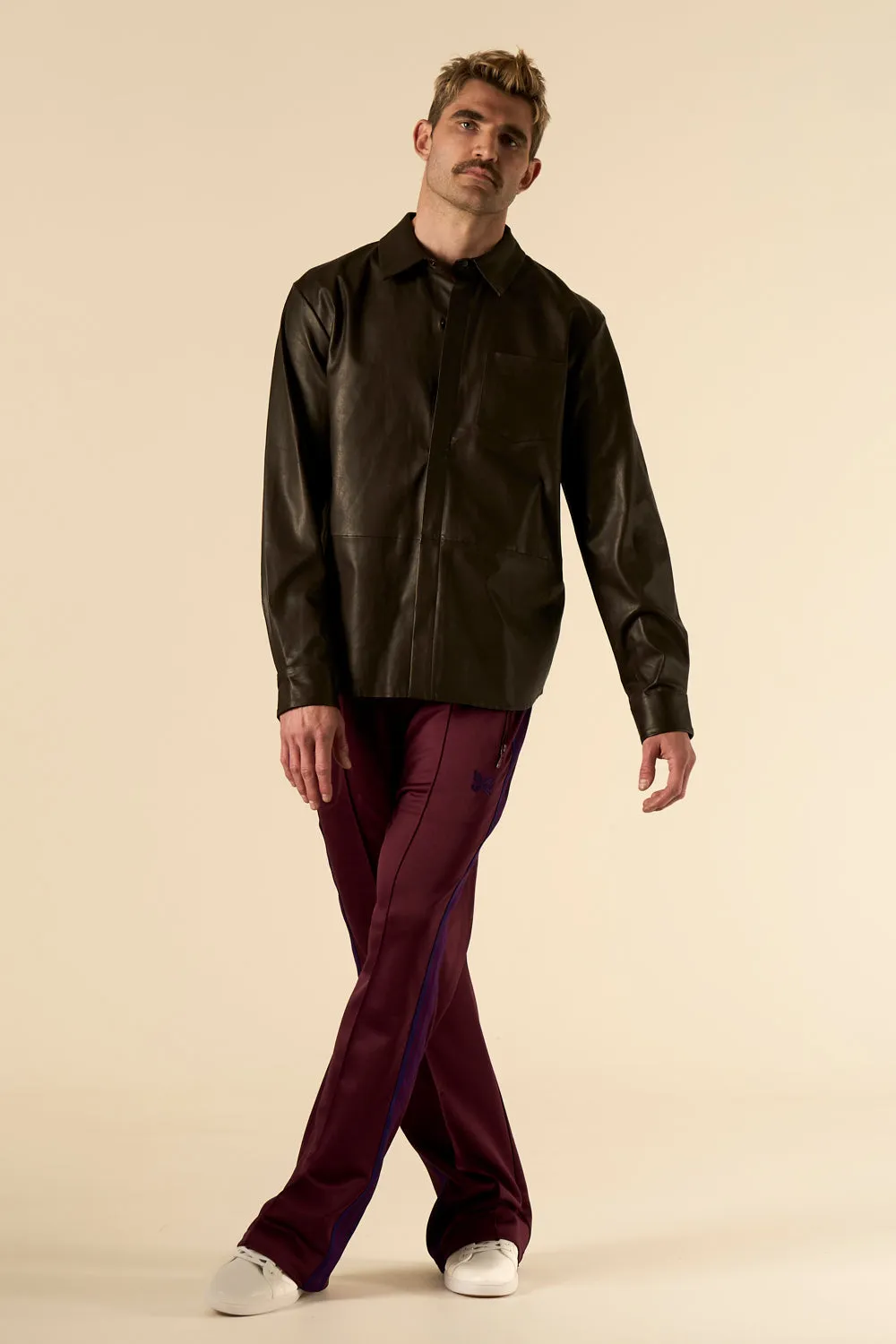 Leather Shirt Chocolate Brown Man