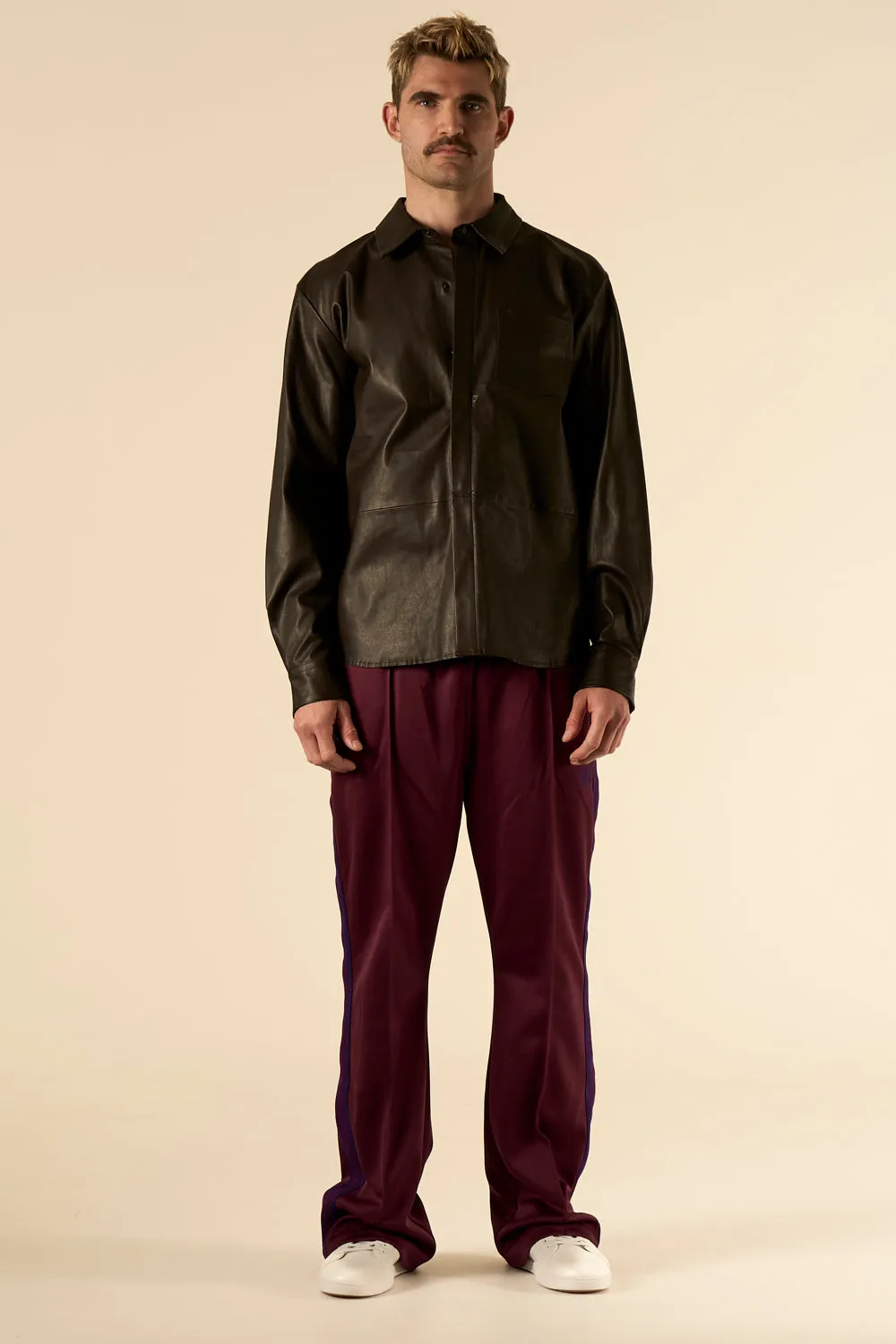 Leather Shirt Chocolate Brown Man
