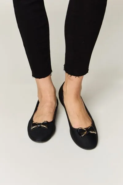 Metal Buckle Flat Loafers in Charcoal Lycra
