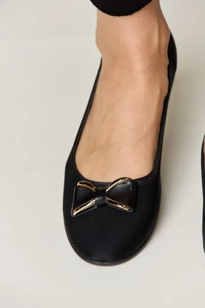 Metal Buckle Flat Loafers in Charcoal Lycra