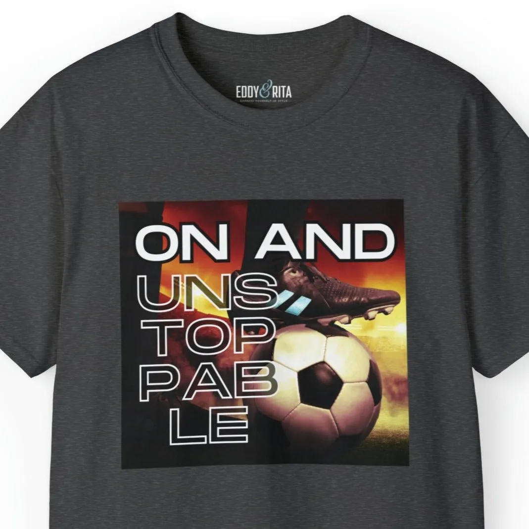 On and Unstoppable Men's Soccer Tee - Soccer Ball Athletic T-Shirt