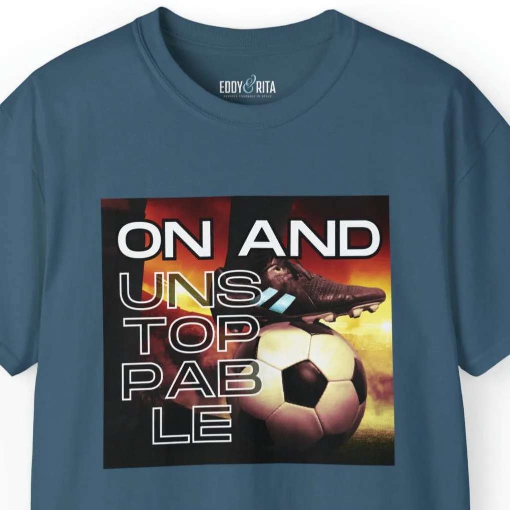 On and Unstoppable Men's Soccer Tee - Soccer Ball Athletic T-Shirt