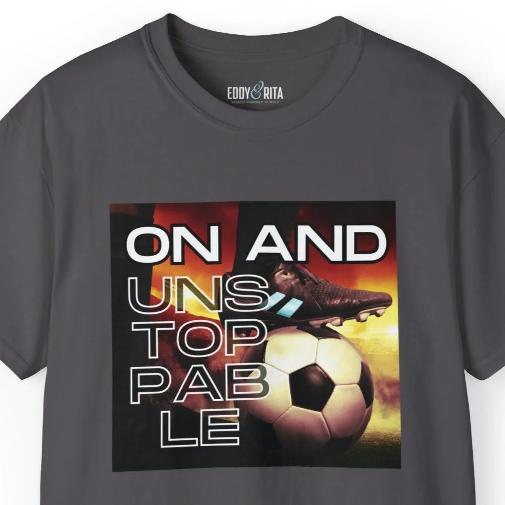 On and Unstoppable Men's Soccer Tee - Soccer Ball Athletic T-Shirt