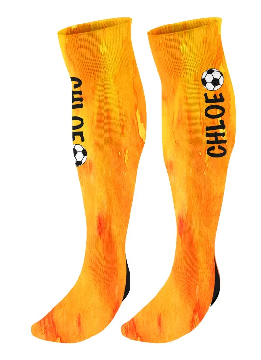 Personalized Soccer Knee High Socks, Watercolor Background, Soccer Team Socks