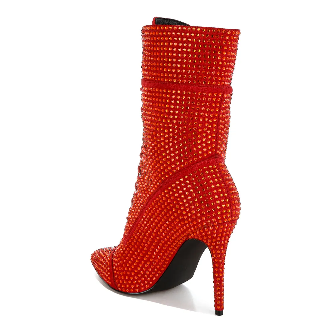 Rhinestones Embellished Calf Boots