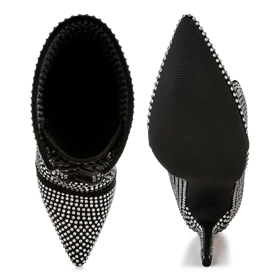Rhinestones Embellished Calf Boots