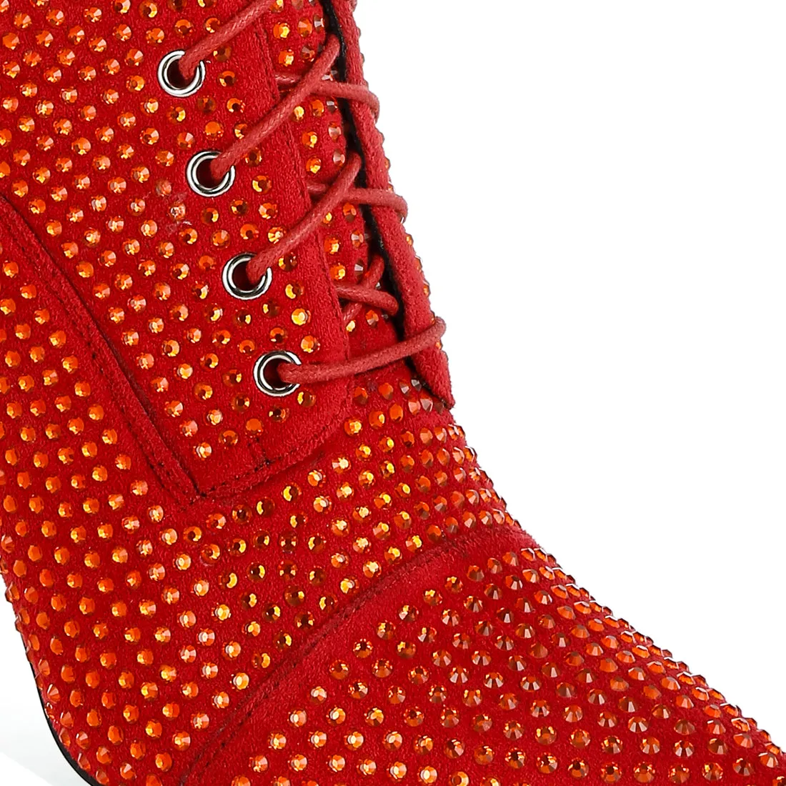 Rhinestones Embellished Calf Boots