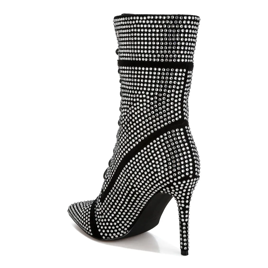 Rhinestones Embellished Calf Boots