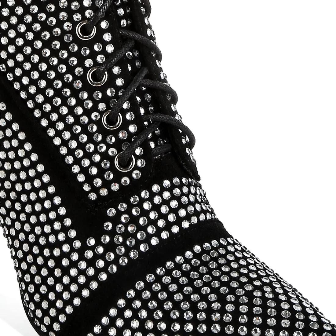 Rhinestones Embellished Calf Boots