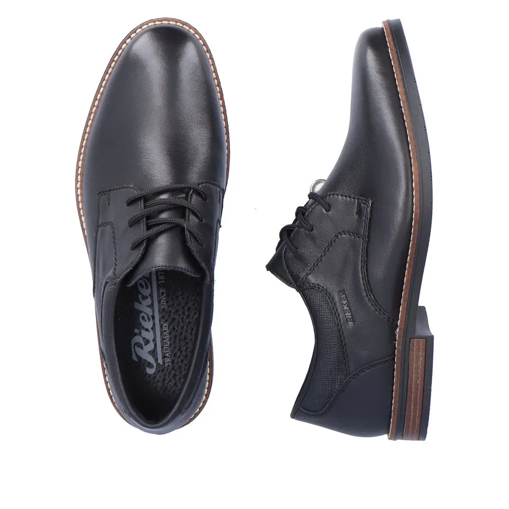 Rieker 13510-00 Mens Black Leather & Textile Lace Up Shoes