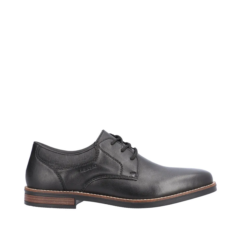 Rieker 13510-00 Mens Black Leather & Textile Lace Up Shoes