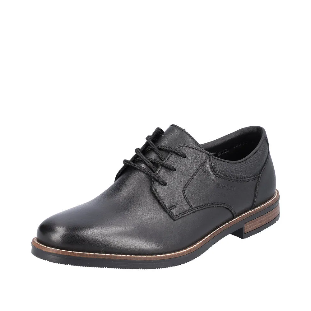 Rieker 13510-00 Mens Black Leather & Textile Lace Up Shoes