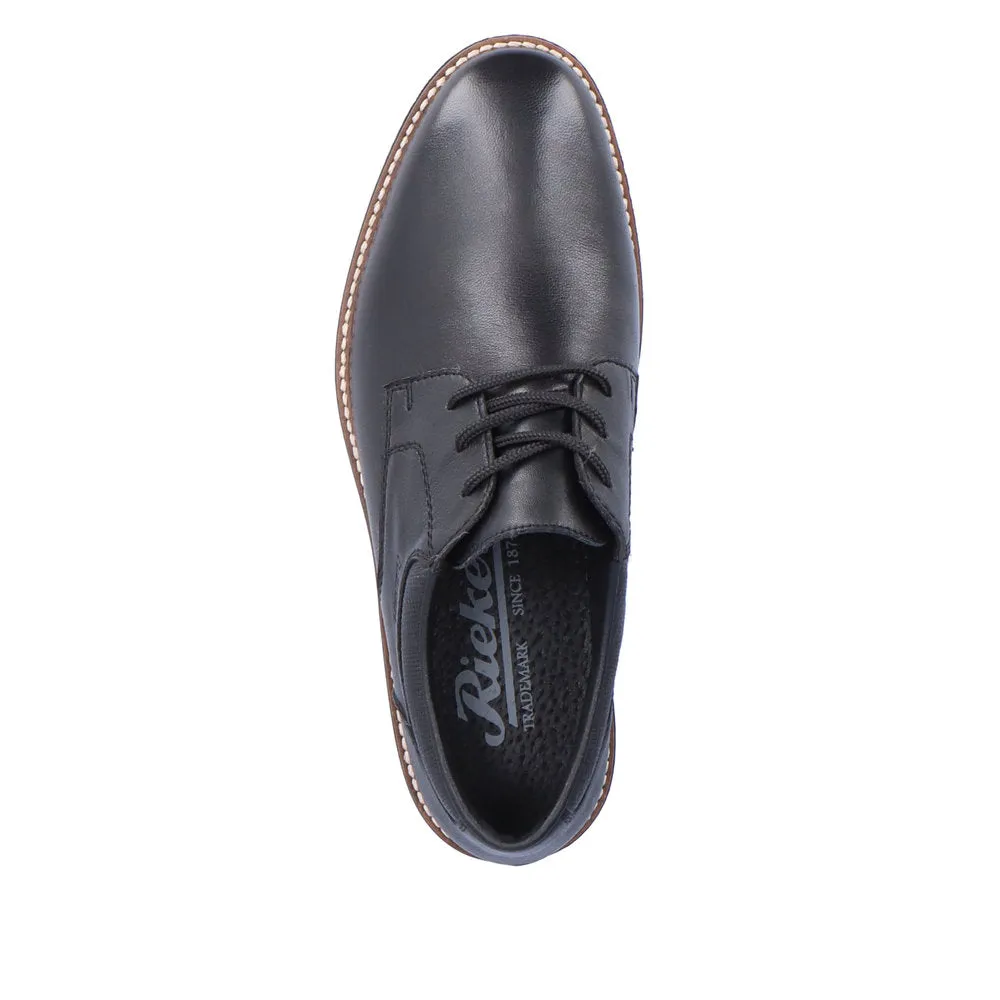 Rieker 13510-00 Mens Black Leather & Textile Lace Up Shoes
