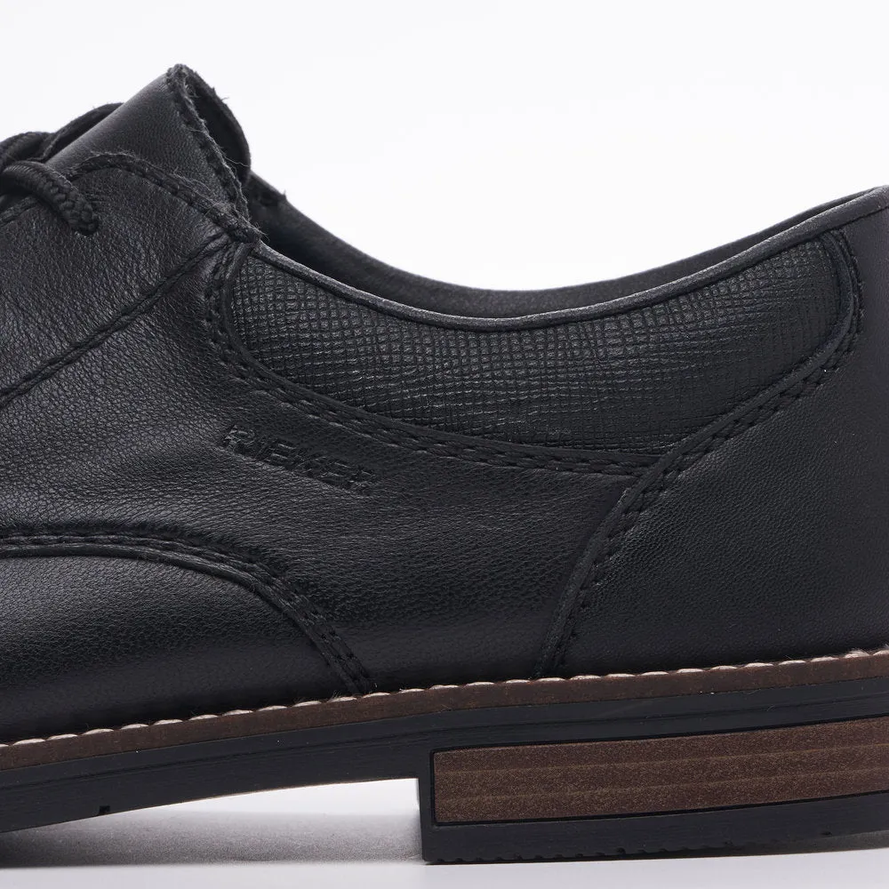 Rieker 13510-00 Mens Black Leather & Textile Lace Up Shoes
