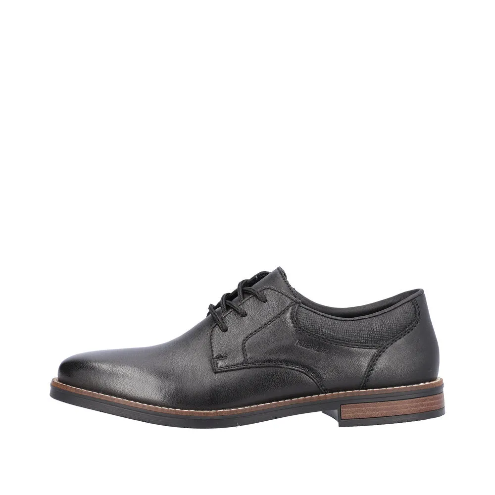 Rieker 13510-00 Mens Black Leather & Textile Lace Up Shoes