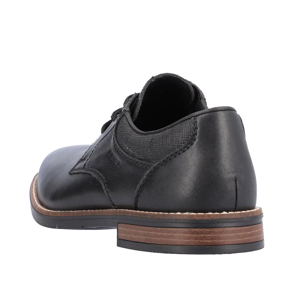 Rieker 13510-00 Mens Black Leather & Textile Lace Up Shoes