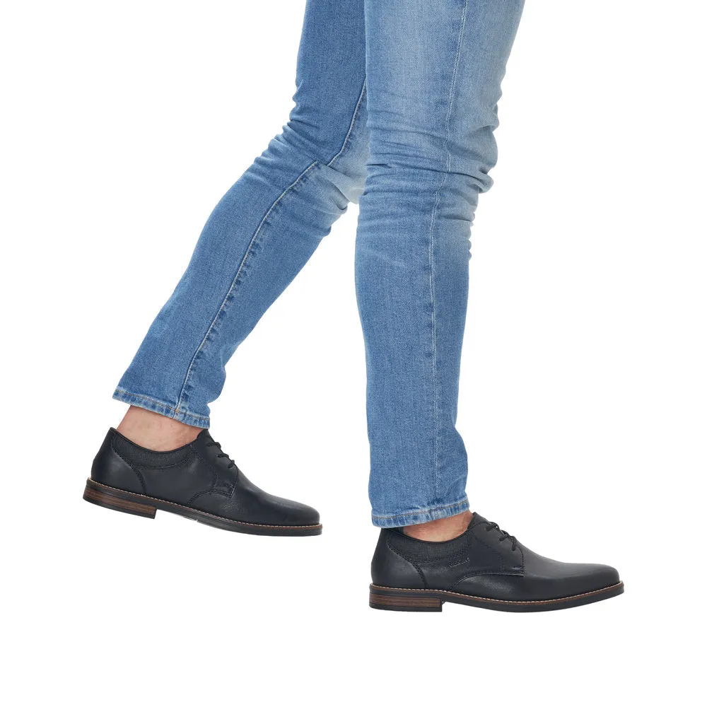 Rieker 13510-00 Mens Black Leather & Textile Lace Up Shoes
