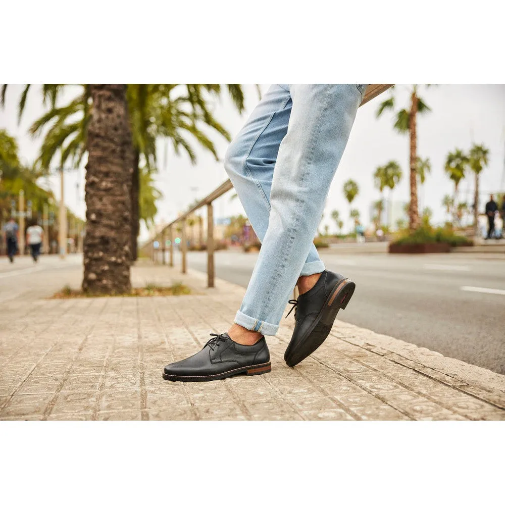 Rieker 13510-00 Mens Black Leather & Textile Lace Up Shoes