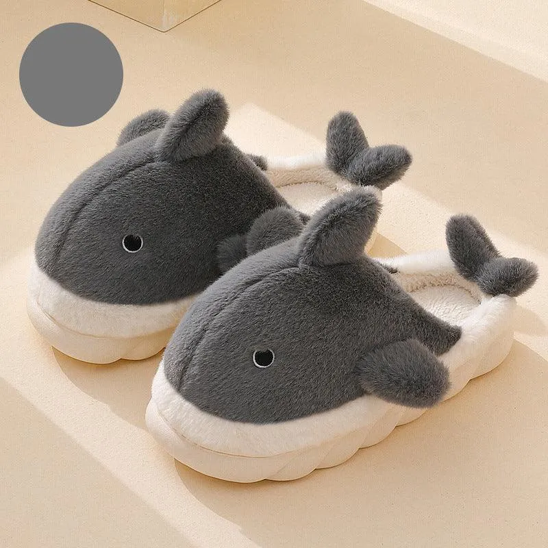 Shark Soft Sole Plush Slippers - Cozy Indoor Footwear