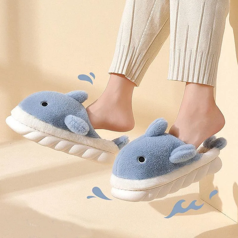Shark Soft Sole Plush Slippers - Cozy Indoor Footwear