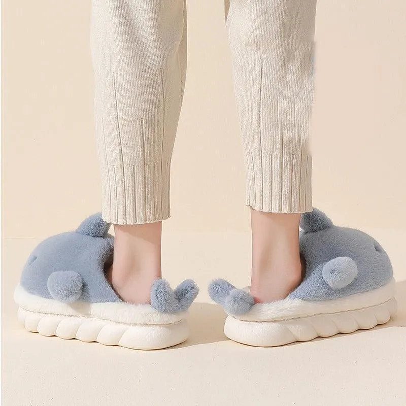 Shark Soft Sole Plush Slippers - Cozy Indoor Footwear