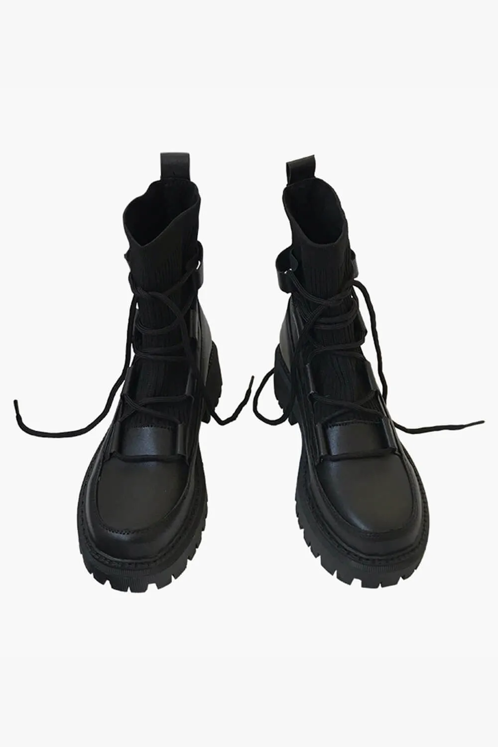 Techwear Aesthetic Black Platform Winter Boots Shoes